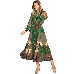 Women’s Large Chiffon Long Sleeve Midi Dress by Flying Tomato